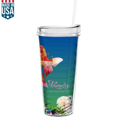 22 oz Made In The USA Tumbler w/ Lid & Straw-1