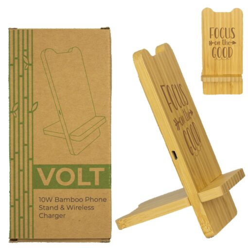 Volt 10w Bamboo Phone Stand Wireless Charger-2